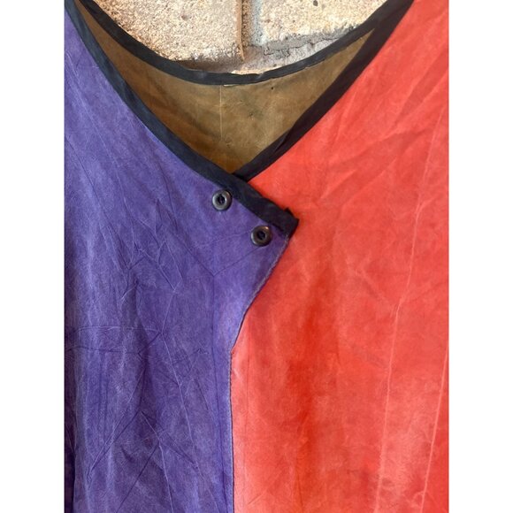 Colorblock Sleeveless Blouse With Button Detail Womens M unknown brand 100% silk - Picture 2 of 10